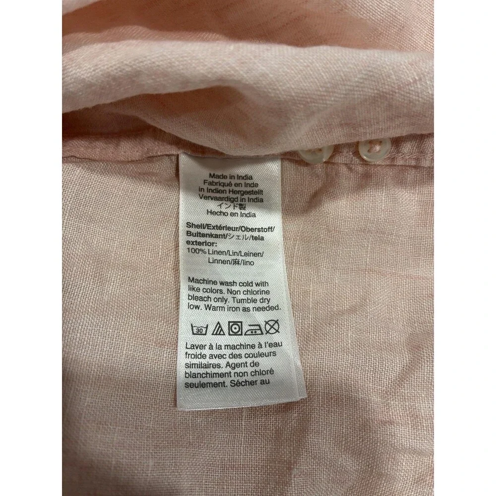 J.Crew Shirt Mens Large Pink Baird McNutt Irish Linen Short Sleeve Button Up